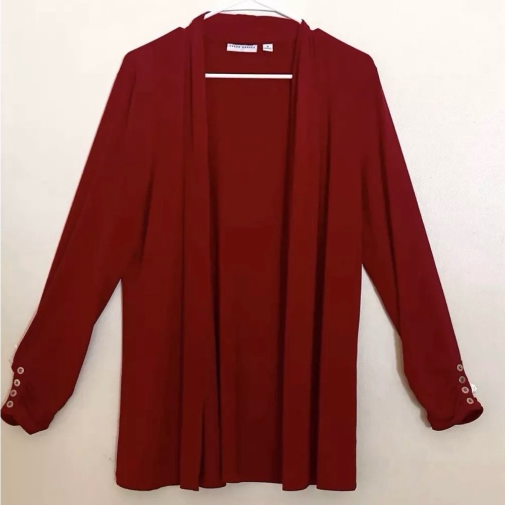 Susan Graver • Open Cardigan Red  Long Sleeve size M